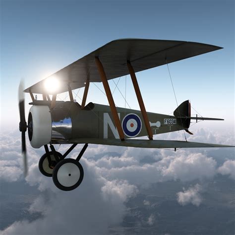 british wwi biplane fighter 3d model