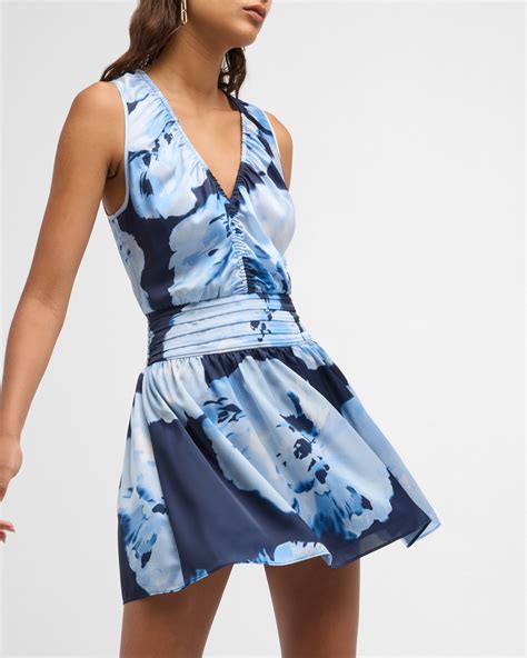 Ramy Brook Ashlynn Watercolor Bloom Mini Dress | Neiman Marcus