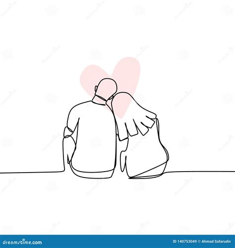 Concept of Romantic Couple in Love Continuous Line Drawing Vector ...