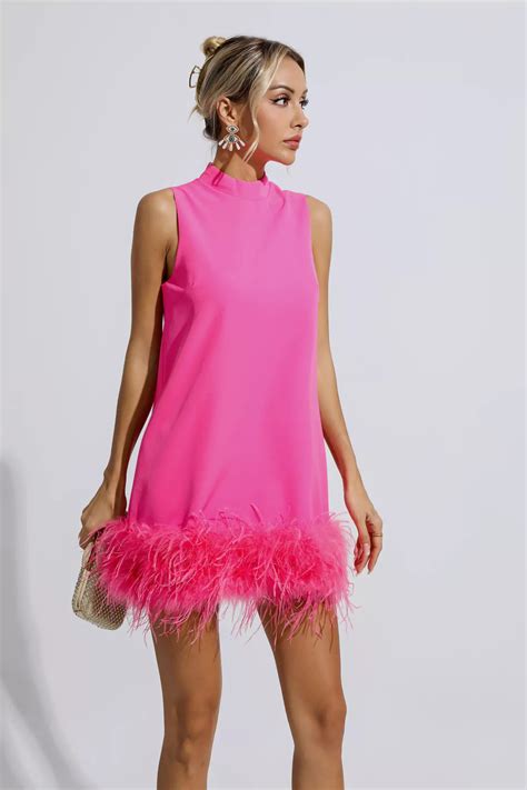 Hope Pink Feather Mini Dress