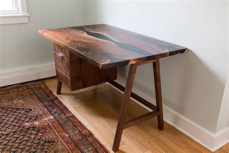 Walnut Home Office Desk - Epoxy River Table — Stockton Heritage
