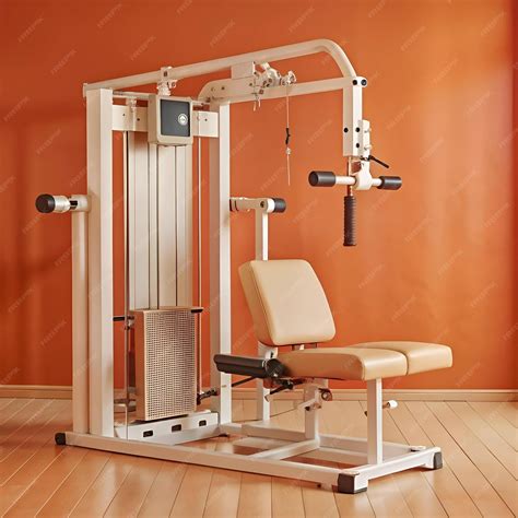 A white and beige gym machine perfect for targeting your arms and back