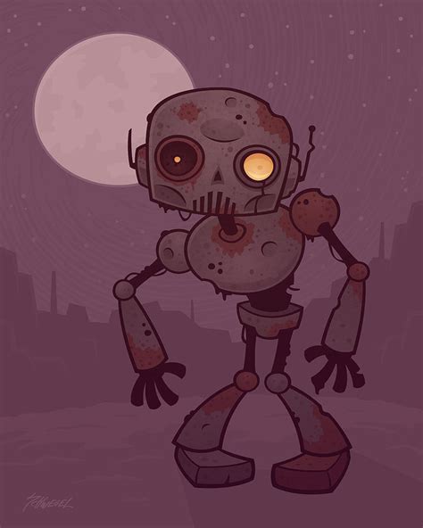 Rusty Zombie Robot Drawing by John Schwegel