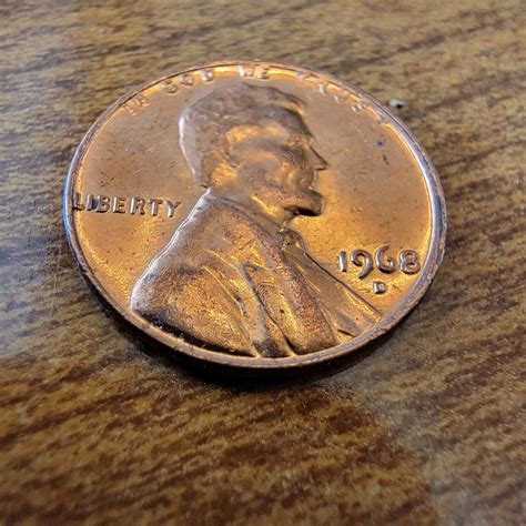 1968 D Lincoln Memorial Penny L of Liberty on Rim Rim touching In God