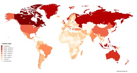 Countries by Absolute Coastline Length [OC] [6460 × 3455] : r/MapPorn