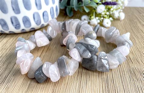 Chunky Luna Rose Quartz Chip Crystal Bracelet