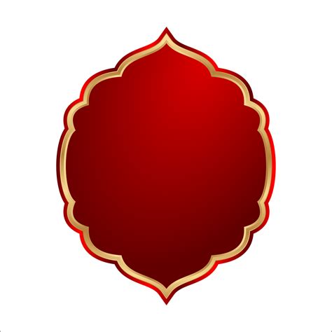 Red and Gold Arabesque Design Islamic Banner Shape Transparent