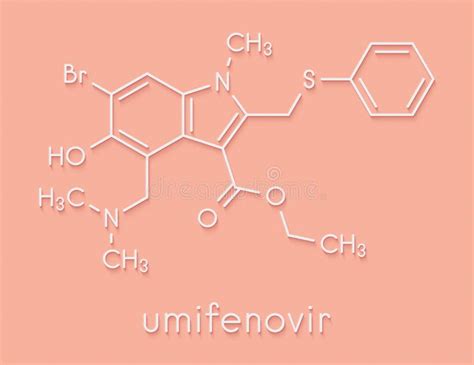 Umifenovir Influenza Drug Molecule. Skeletal Formula. Stock ...