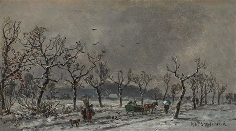 Adolf Stademann - Winter avenue with figure scenery | Widewalls