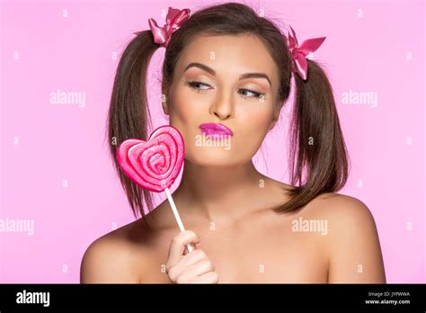gitl with two ponytails Stock Photo - Alamy