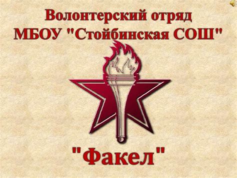 Волонтерский отряд МБОУ «Стойбинская СОШ» «Факел» - презентация онлайн