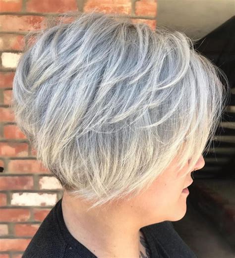 Short Layered Gray Hairstyle Short Stacked Hair, Short Layered Haircuts ...