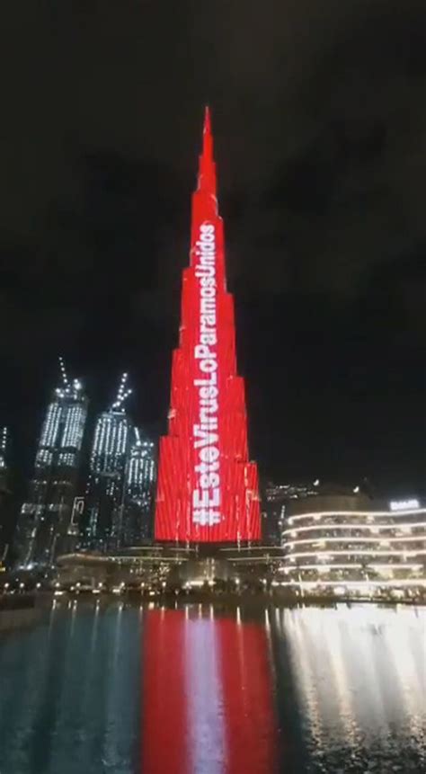 Dubai Burg Khalifa Lights Up In Spain Virus Solidarity - Madrid