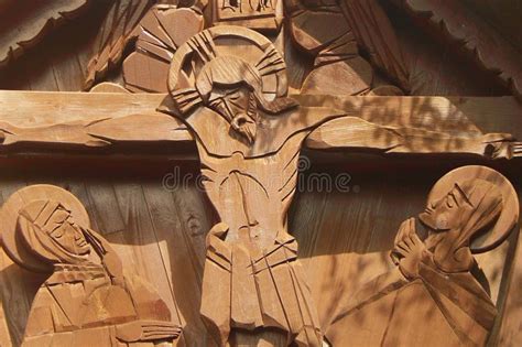 Jesus Christ Crucified (an Ancient Wooden Sculpture) Stock Image ...