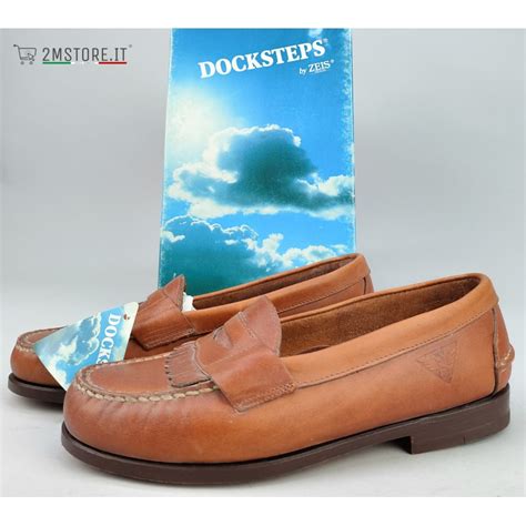 Scarpe Mocassini DOCK Lady DOCKSTEPS Cuoio Vera Pelle MADE IN ITALY Vintage