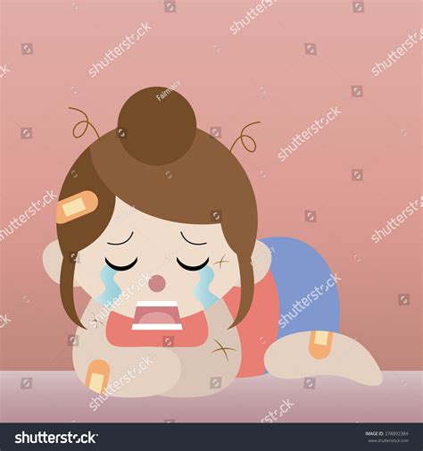 vektor stok pitiful crying woman cartoon vector  royalti