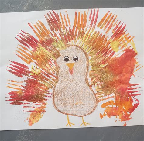 fork painted turkey craft  toddlers   thanksgiving  bored
