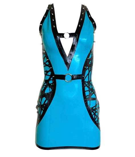 Latex “Riot” Mesh and Spike Mini Dress – Black Sheep Latex