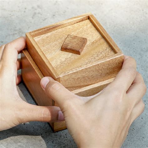 Treasure Secret Box Wooden Puzzle with Lock Hidden Compartment Brain T ...