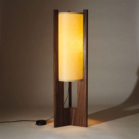 Japanese inspired mid-century Walnut Floor Lamp For Sale at 1stDibs