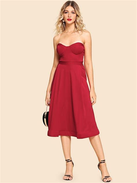 solid tube dress tube dress tube midi dress fit  flare dress
