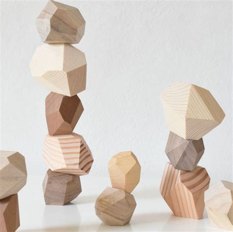5 Pcs Wooden Blocks DIY Creative Toys Wood Puzzle Balanced Rock ...