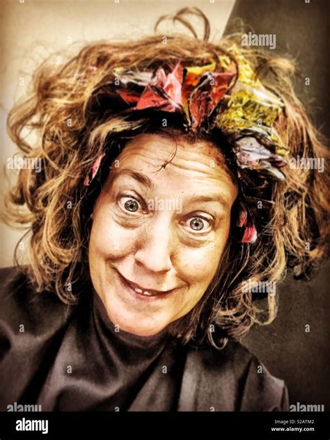 crazy woman  hair colored  beauty salon stock photo alamy