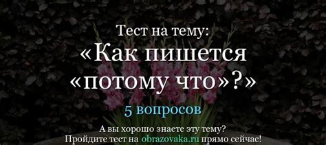 Тест по теме Как пишется «потому что»?