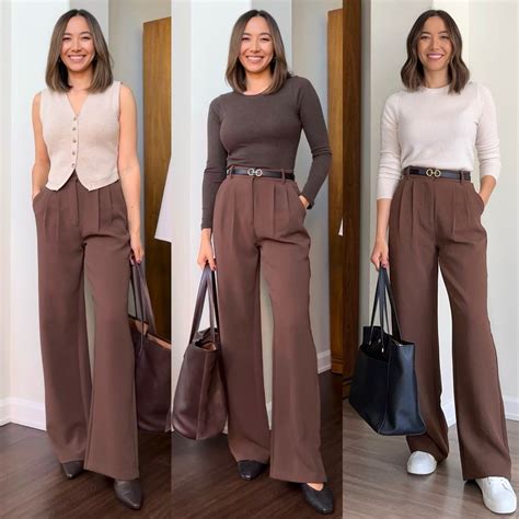 Styling Brown Trousers for the Office | Work outfits women, Casual work ...