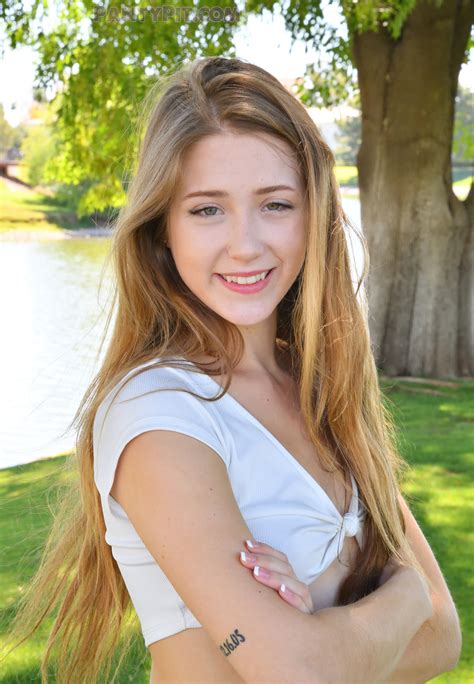 FTVGirls Audrey Hempburne modeling denim shorts outdoors