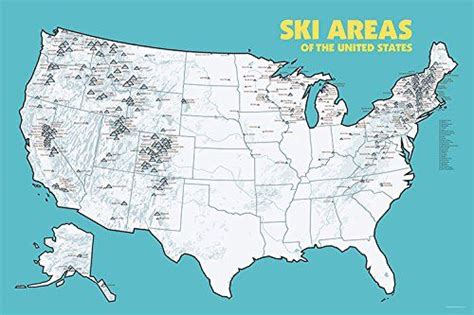 US Ski Resorts Map 24×36 Poster | Ski area, Skiing, Ski resort