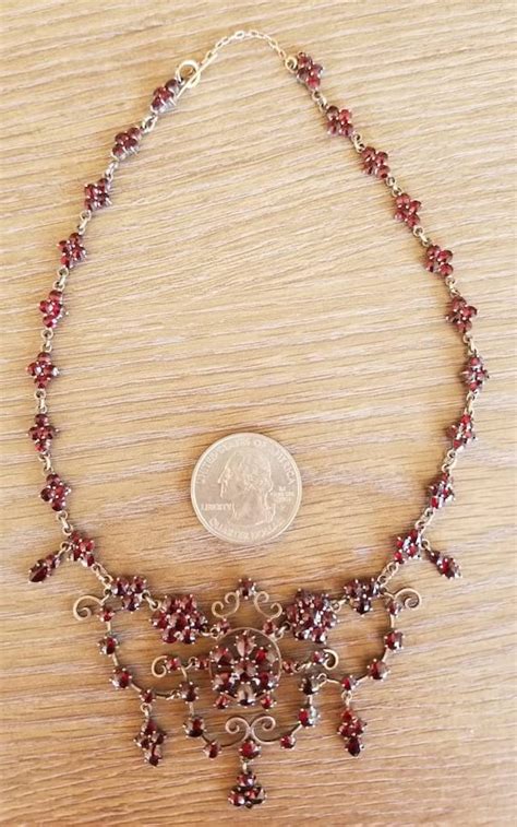 Vintage Victorian Garnet Necklace, Vintage Garnet Nec… - Gem