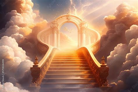 stairway to heaven in glory, gates of Paradise, meeting God, symbol of ...