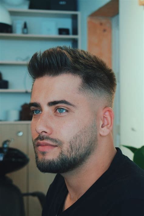 pin  retro  men haircut short hair  beard mens short hair