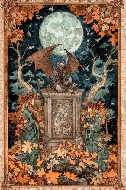 Mystical Woodland Creatures Gather Under a Full Moon | Premium AI ...
