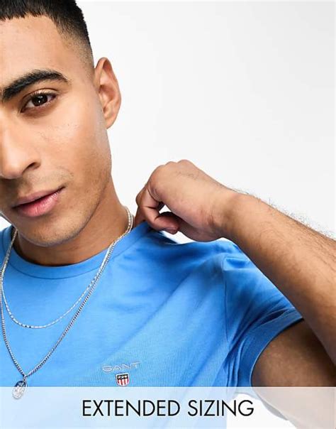 GANT original logo t-shirt in mid blue | ASOS