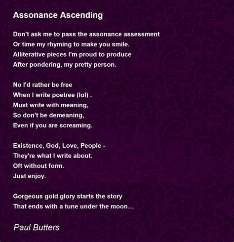 Assonance Ascending - Assonance Ascending Poem by Paul Butters