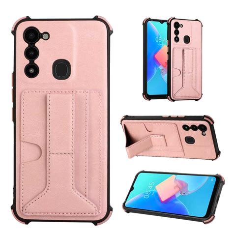 Tecno Spark Go 2022/Spark 8C/KG5 드림 홀더 카드 가방 충격 방지 전화 케이스 (로즈 골드)
