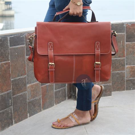 Leather Messenger Bag For Women - Laptop Messenger For Women