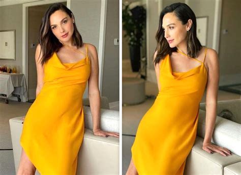 Gal Gadot flaunts her baby bump in stunning yellow satin dress ...
