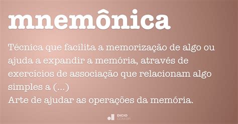 Mnemônica - Dicionário Online de Português