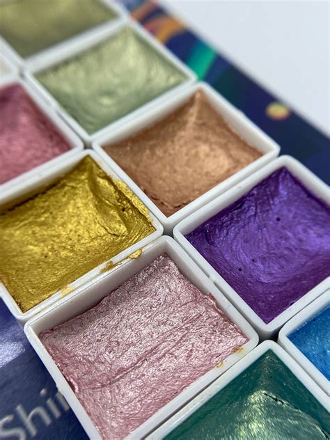 GLOBAL FASHION Акварель с шиммером 12 цветов, Shimmer Solid Watercolor ...