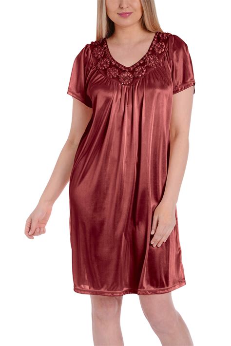 ezi nightgowns  women soft breathable satin night gowns