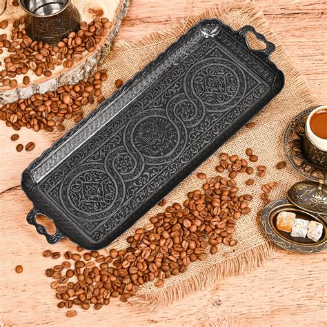 elegant rectangle tray copper green black serving tray  handles