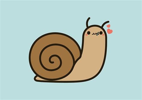 Cute Snail Cartoon Drawing | I Love You