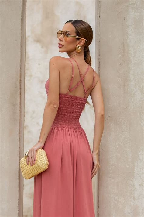 Vestido Leve E Fluido - vestido longo leve e fluído alça regulável 9563