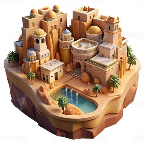 dramatic traditional Desert Oasis City Built Into a Canyon exclusive