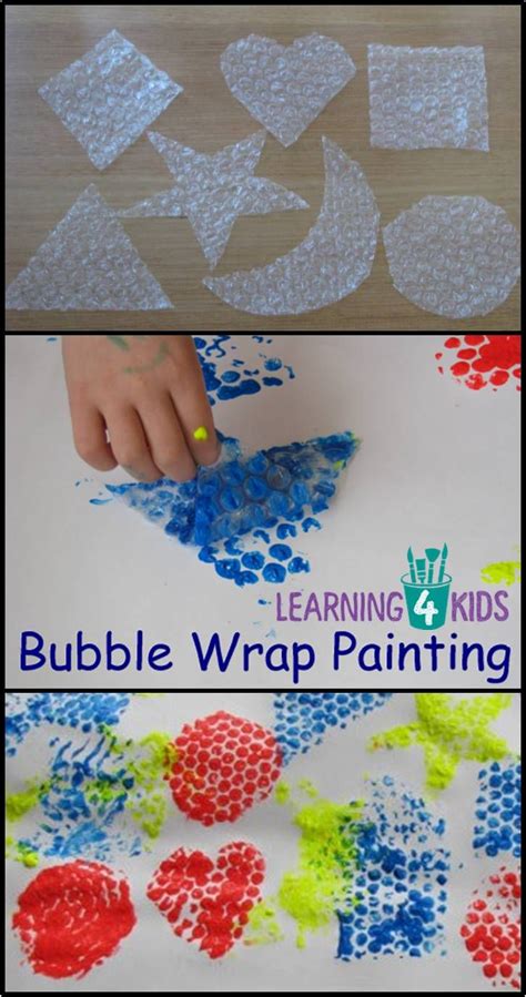 Bubble Wrap Painting – Learning Shapes | Bubble wrap art, Bubble wrap ...