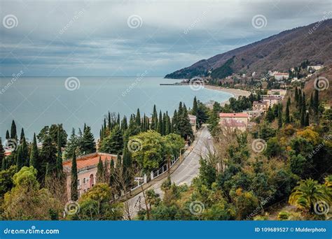 Aerial View of the Resort Town Gagra, Abkhazia Stock Image - Image of ...