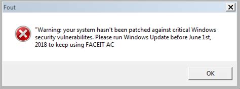 FaceIt AC requires windows update : r/FACEITcom